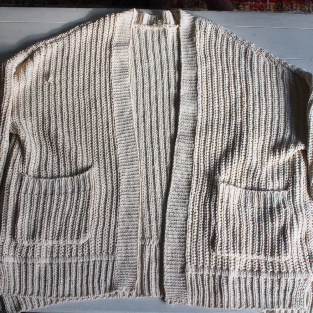 Cream Oversized Knit Open Cardigan